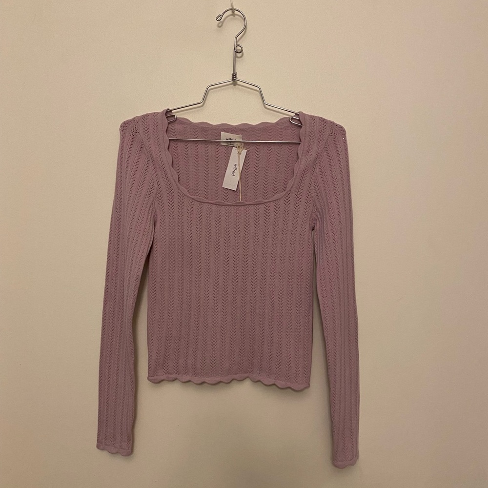 ARITZIA WILFRED PARCEL KNIT L/S TOP SMALL LILAC